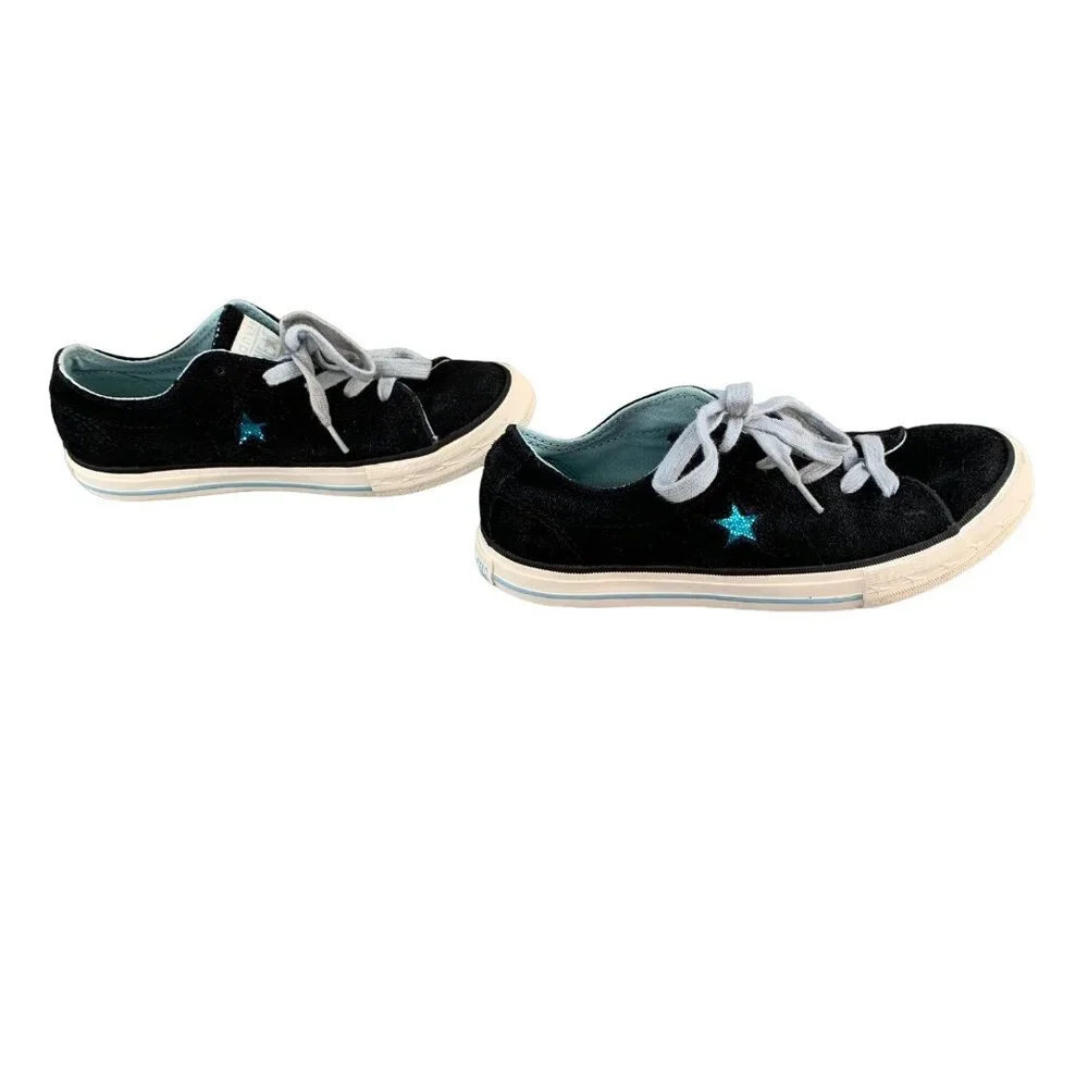CONVERSE One Star Low Top Sneakers Girls 2.5 34 Y2K Black Suede Running Shoes